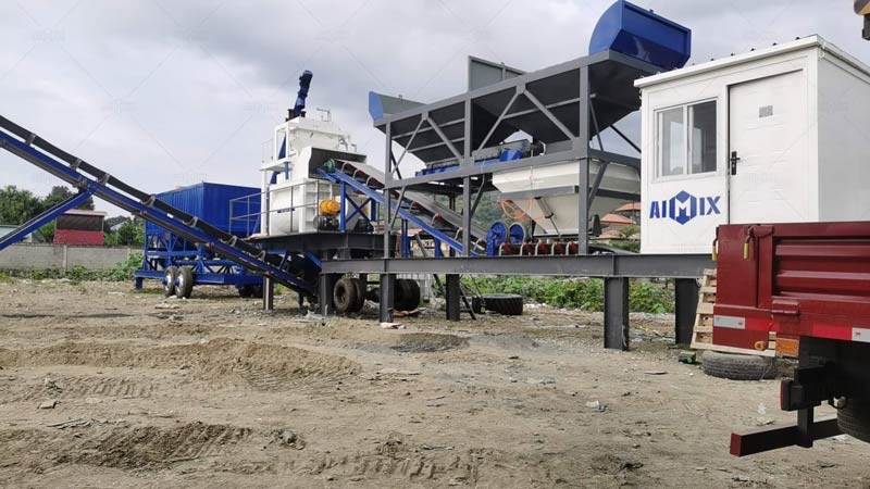 Mobile Concrete Batching Plant wirh Horizontal Cement Silo